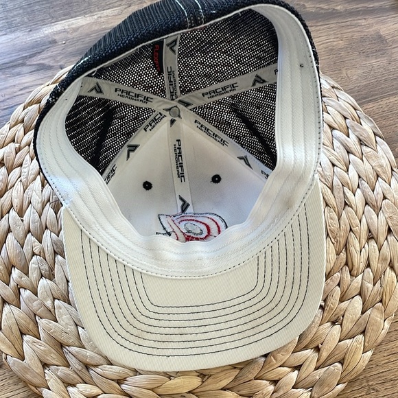 Atlanta Braves Cap Hat Fitted Pacifica Black and White Headwear with Red Accents - Picture 4 of 8